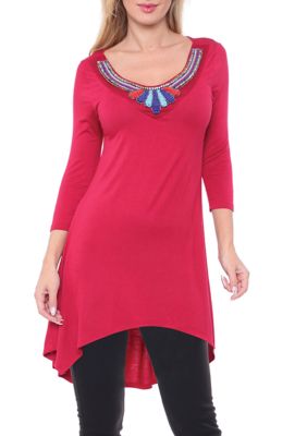 White Mark Women's Sol Tunic Top, Red, Small