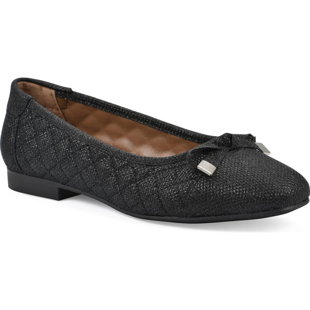 White Mountain Footwear Bocah Cap Toe Ballet Flat in Black Glitter Fabric at Nordstrom Rack, Size 9.5