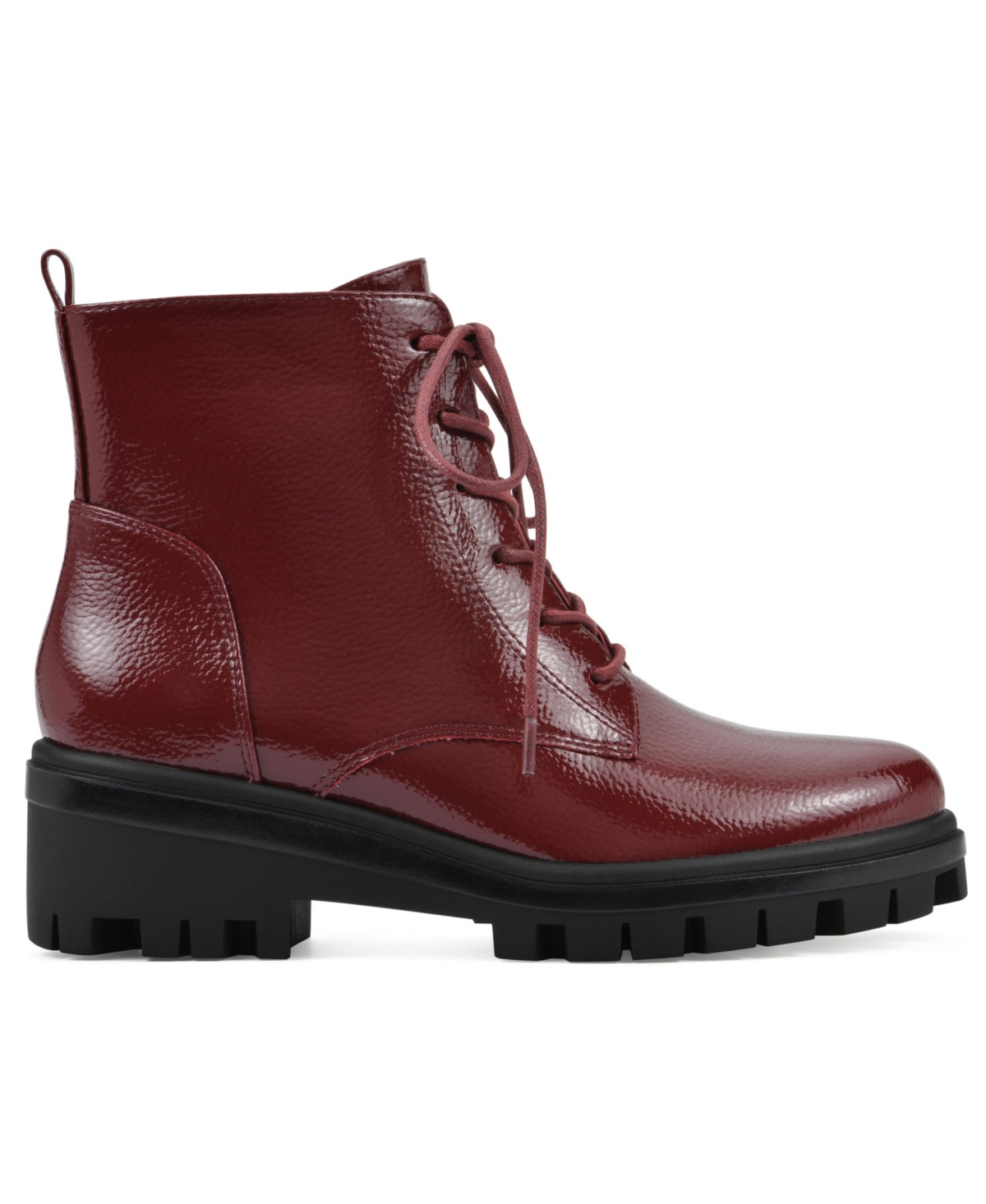 White Mountain Women's Tappy Lug Sole Combat Boots - Cordovan Patent