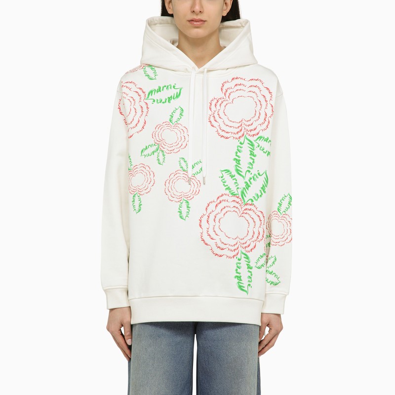 White Sweatshirt With Cotton Embroidery