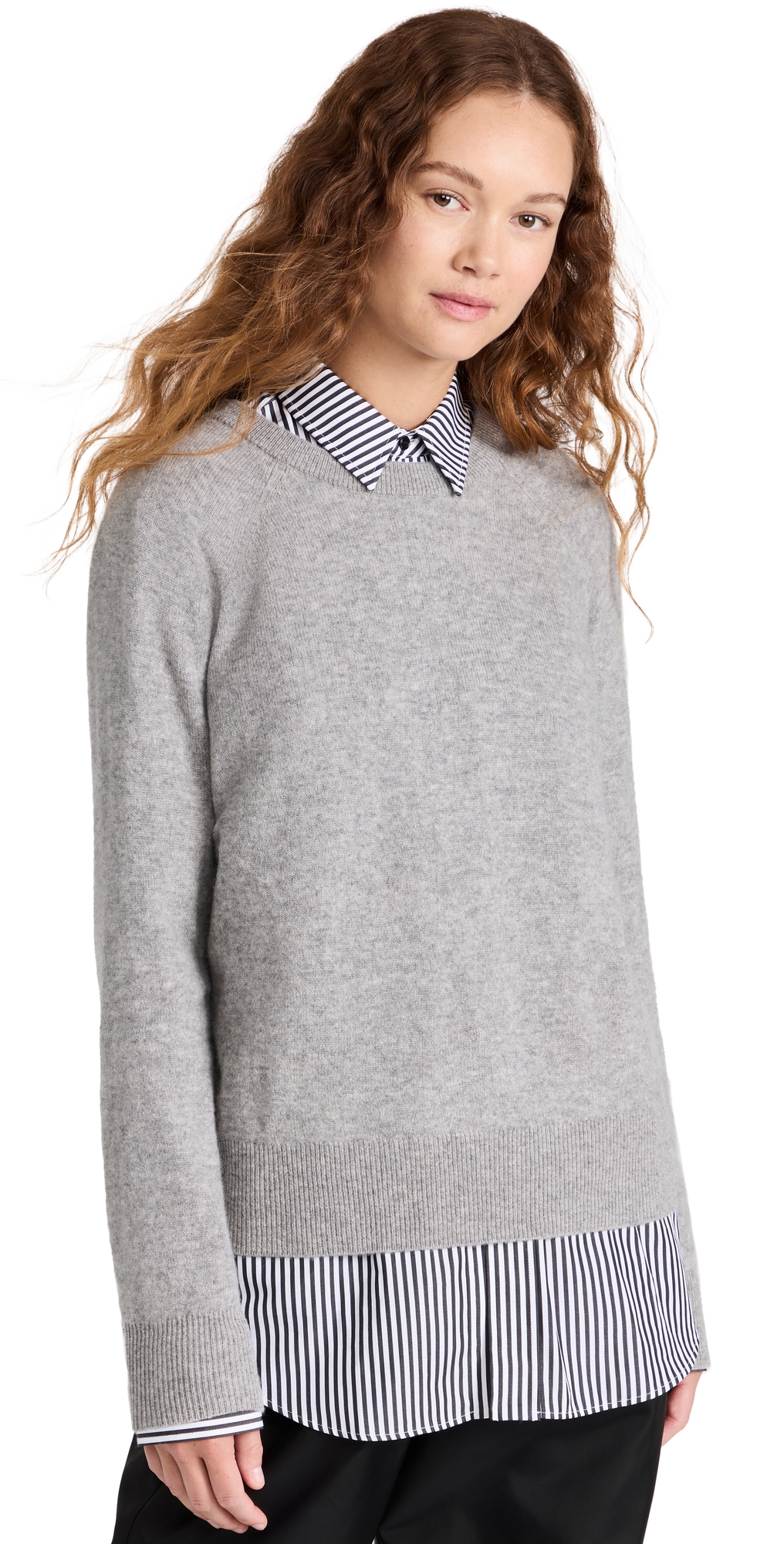 White + Warren Cashmere Long Sleeve Sweatshirt Grey Heather L