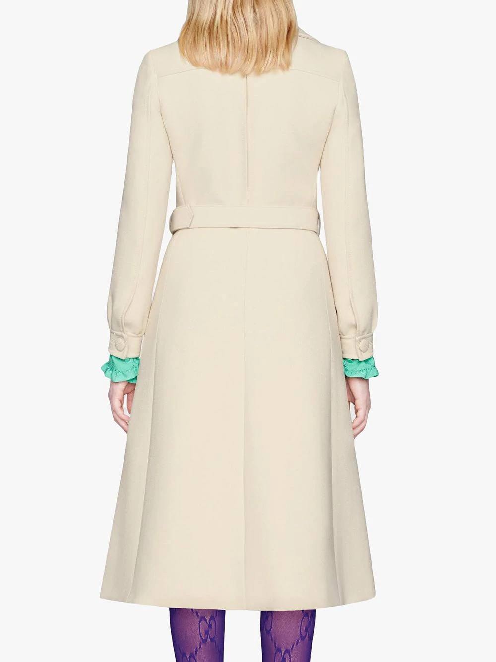 White Wool Belted Coat