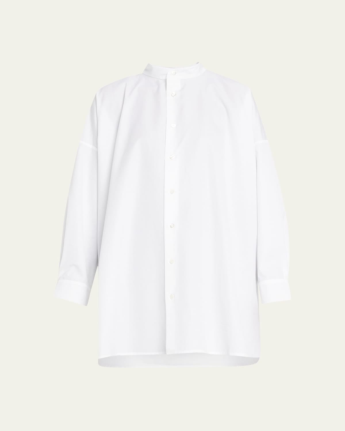 Wide A-Line Collarless Classic Shirt (Long Plus)