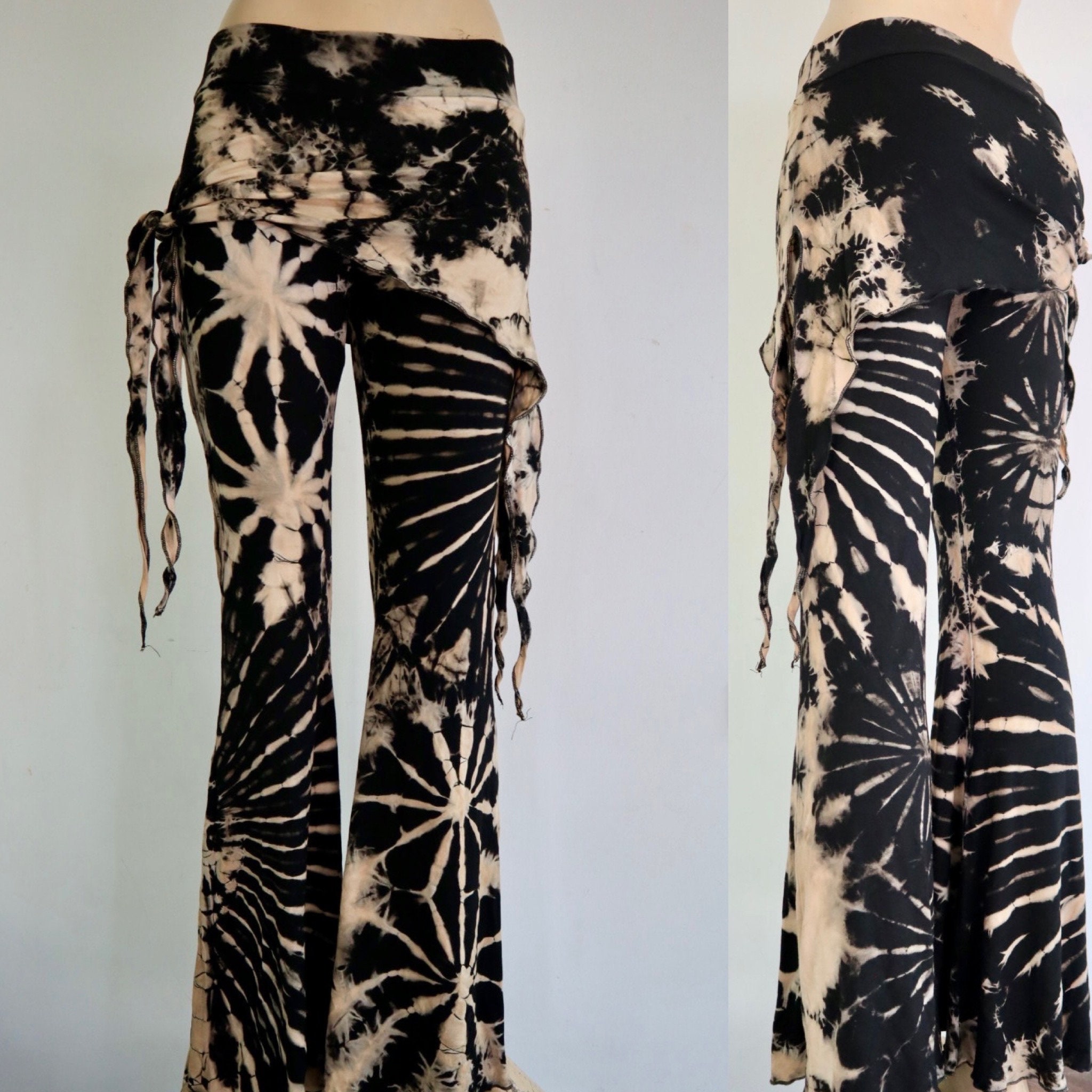 Wide Flare Tie Dye Bell Bottoms Cotton Flared Trousers Hot Yoga Leggings, One Size Stretchable S-xl Very Soft Spandex