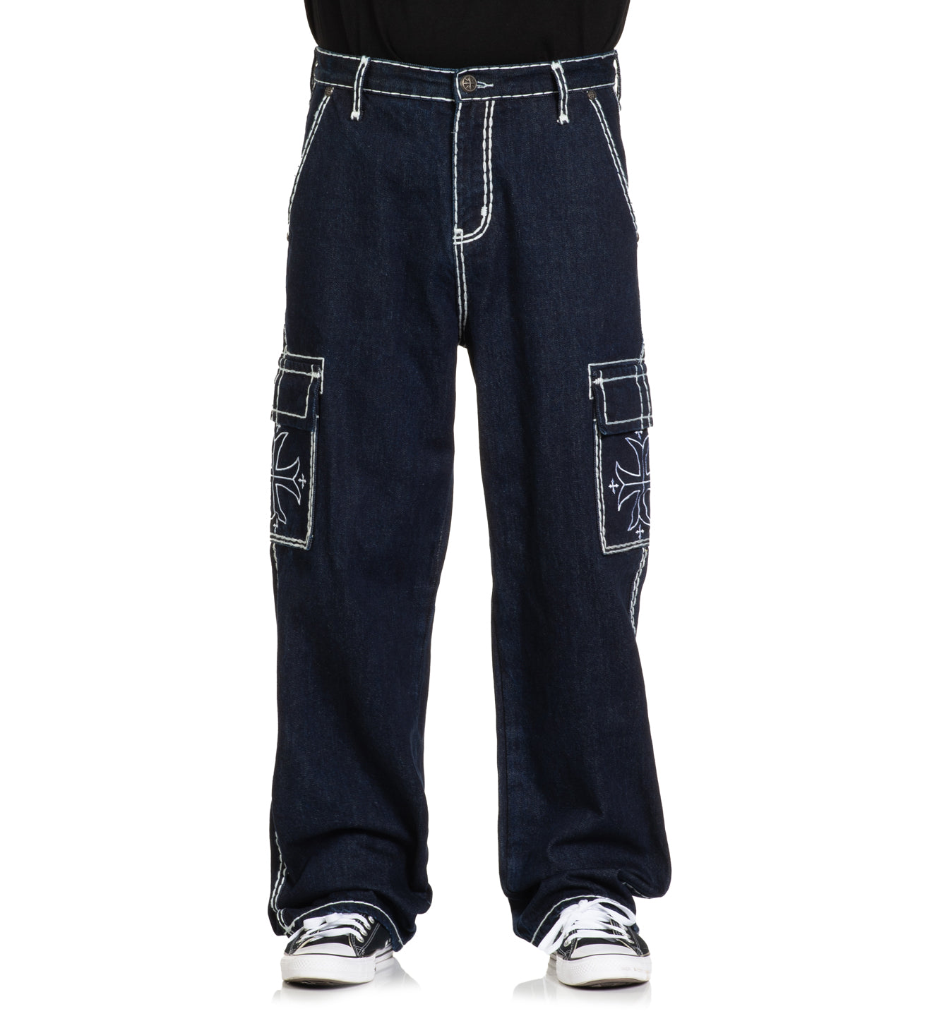 Wide Leg Cargo Pant, BLUE/RINSE / 27