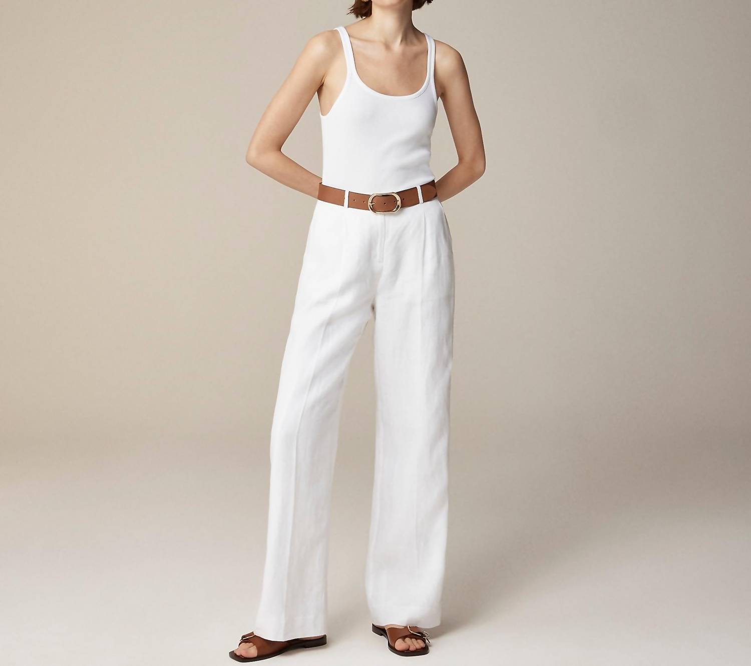 Wide-Leg Essential Pant In Linen In White