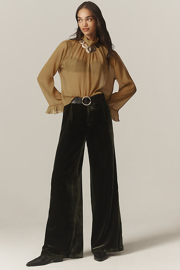 Wide-Leg Velvet Pants