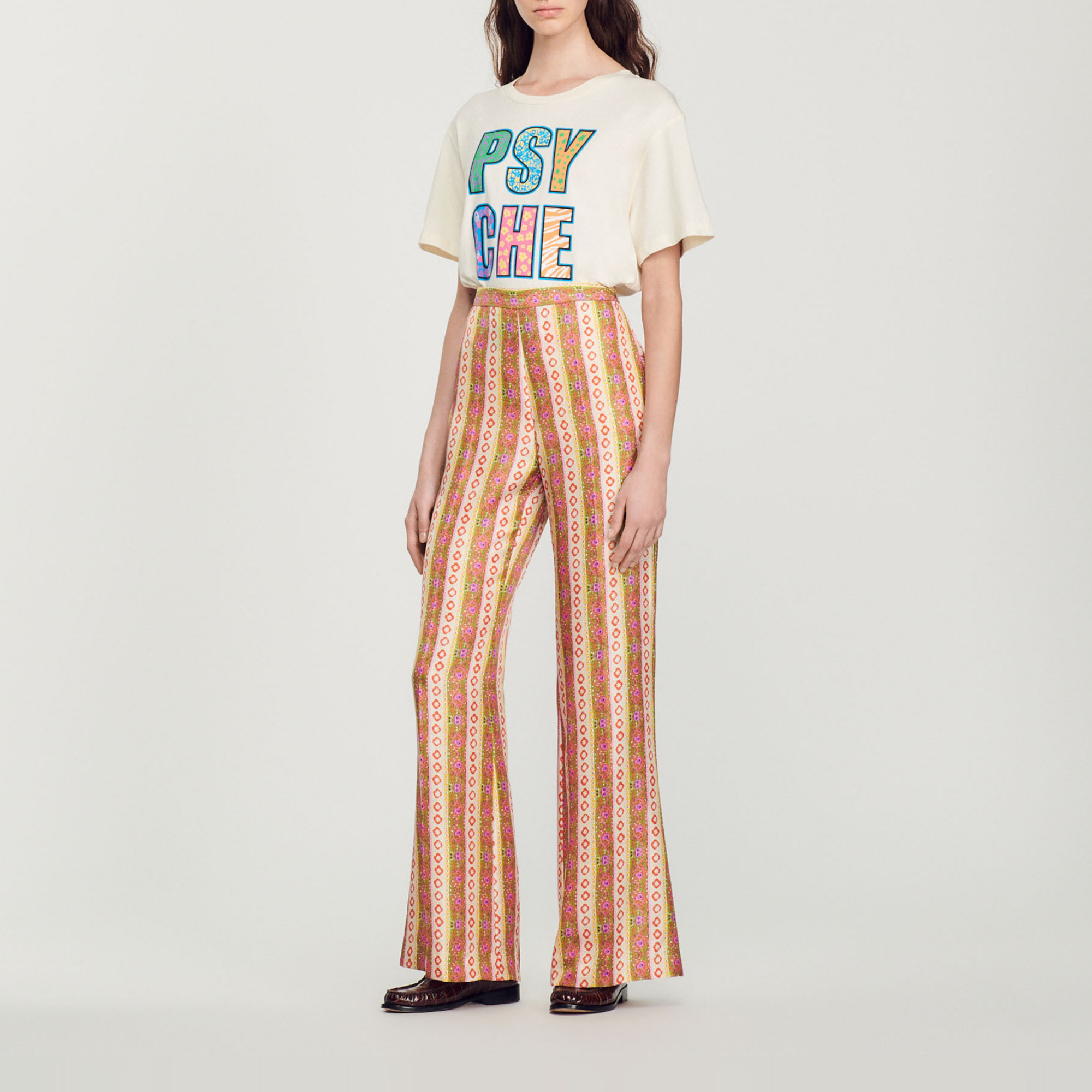 Wide-leg loose-fitting printed pants