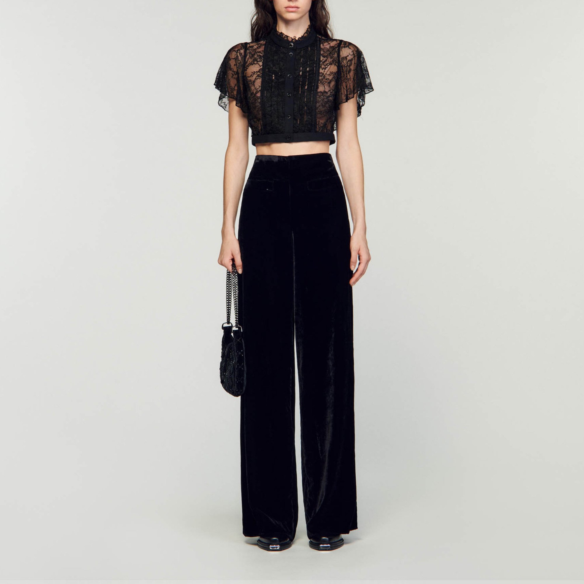 Wide-leg velvet pants