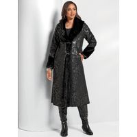 Wildly Plush Faux-Fur Trim Coat by LUXE