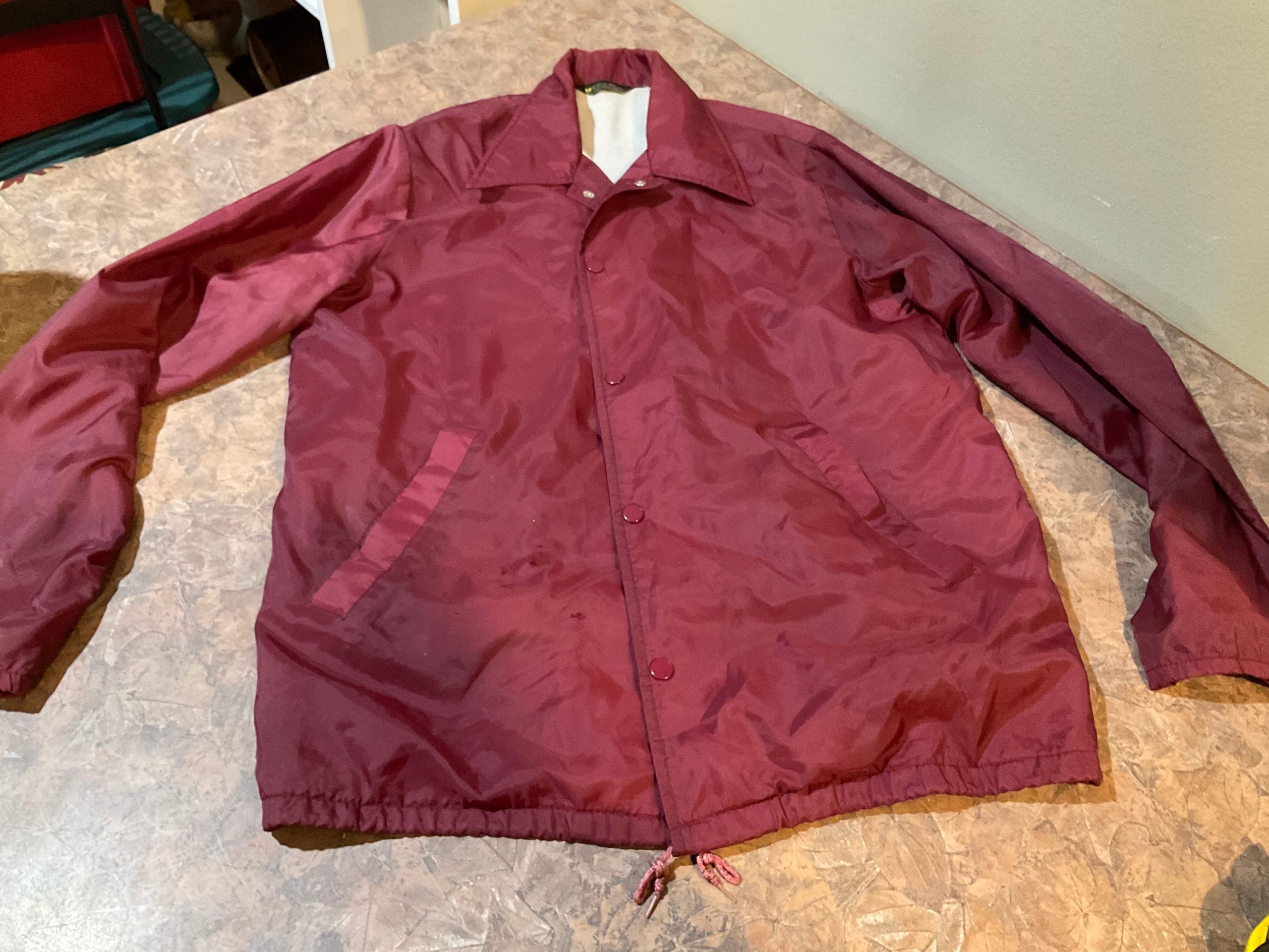 Windbreaker Snap Coach Jacket, Burgundy, J. C. Penney's, Medium, Vintage 1970's