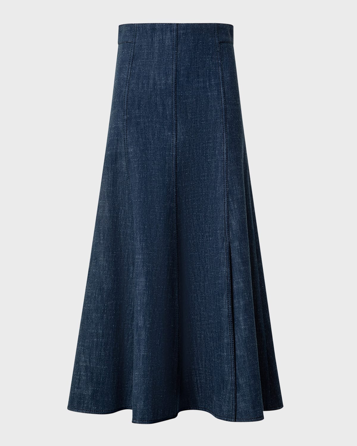 Winter Denim Flared A-Line Midi Skirt