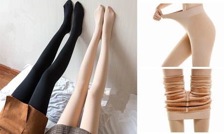 Winter Thermal High Waist Opaque Tights Warm Leggings Pants Black Single For Weight 160-220lbs