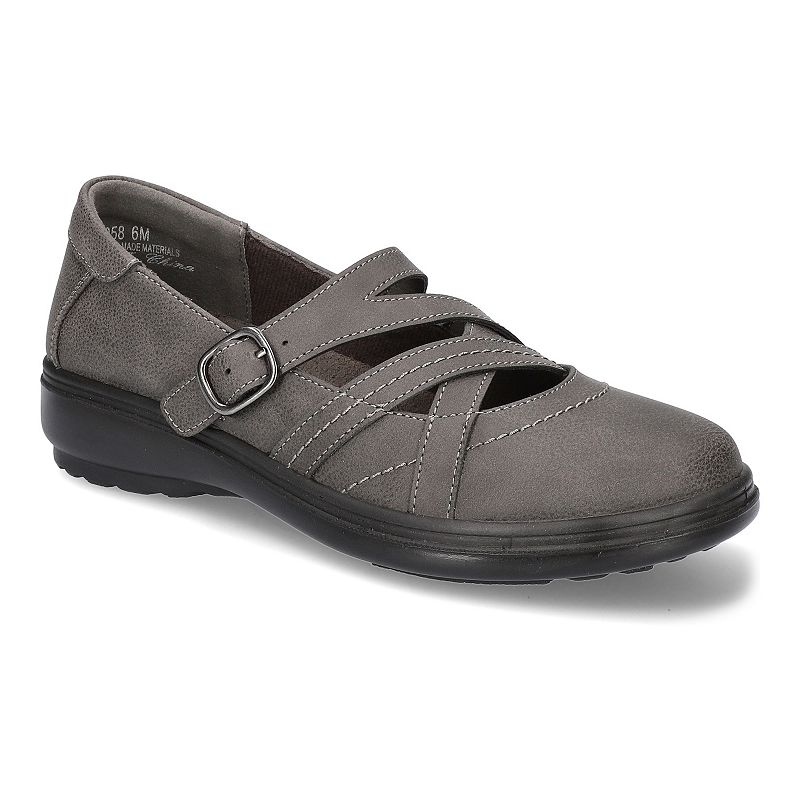 Wise by Easy Street Women's Asymmetrical Comfort Mary Janes, Size: 8, Gray