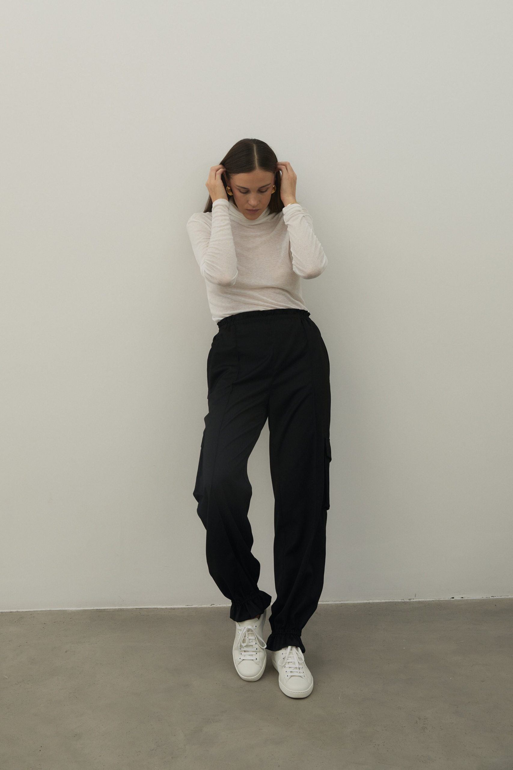 Women Cargo Pants Black/ Elastic Waist Pants/ Custom Made Baggy Ipantsstore