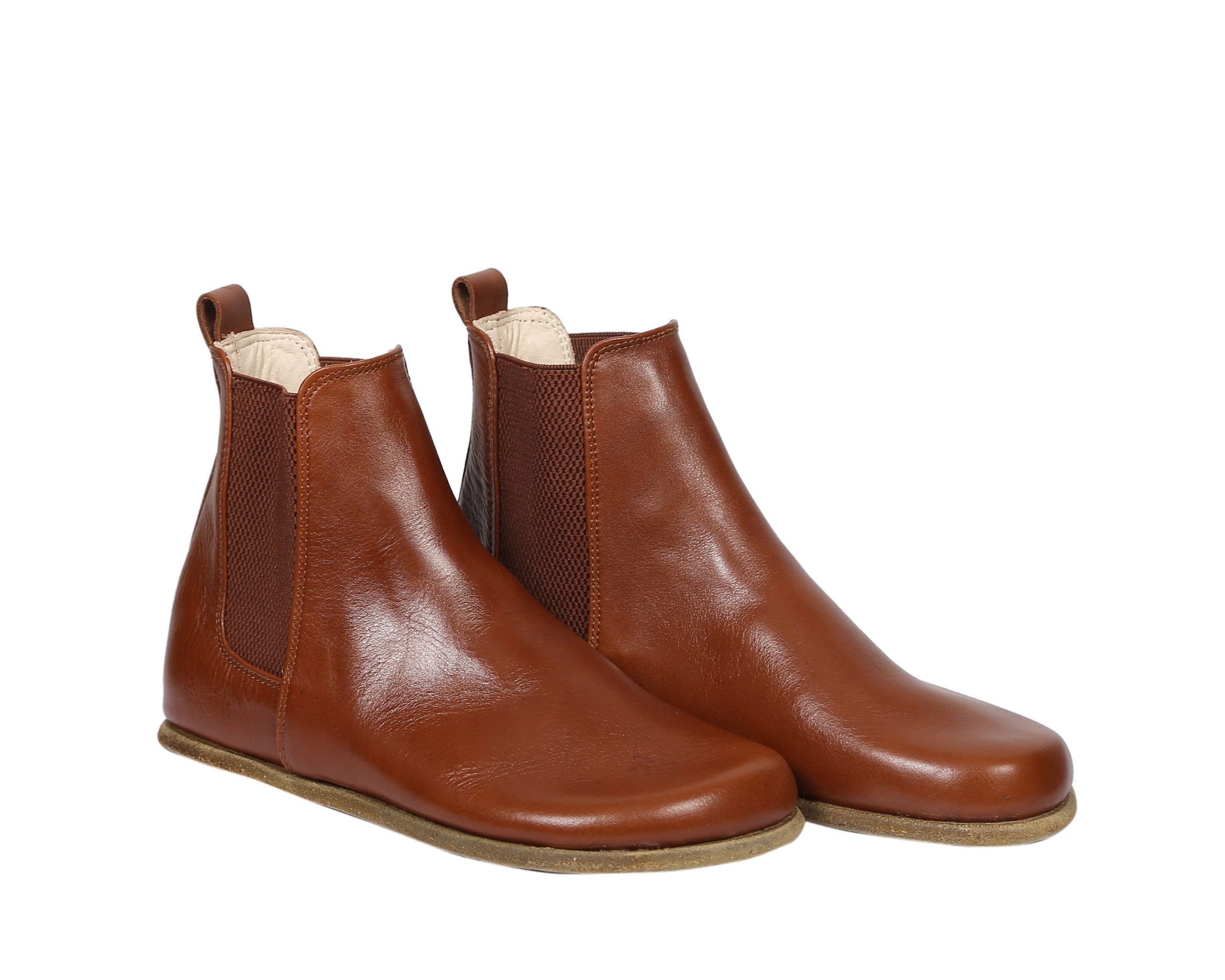 Women Handmade Chelsea Boots Zero Drop, Barefoot Brown Smooth Leather, Natural, Colorful, Leather Insole & Outsole