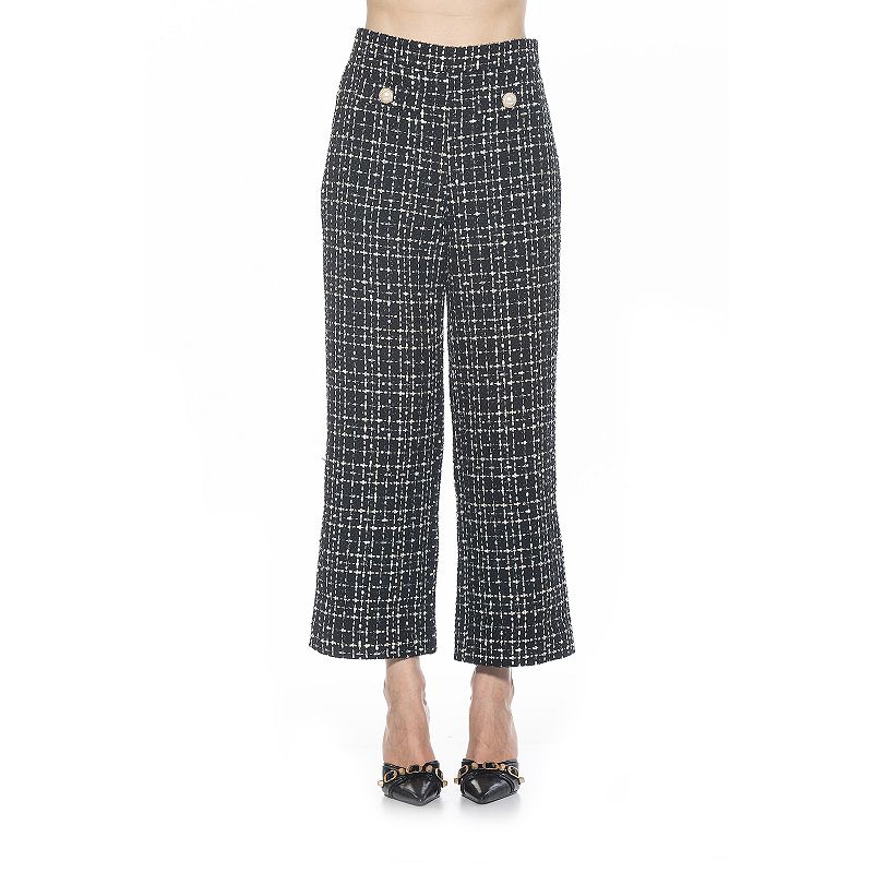 Women's ALEXIA ADMOR Jayden Wide-Leg Tweed Pants, Size: 4, Black White