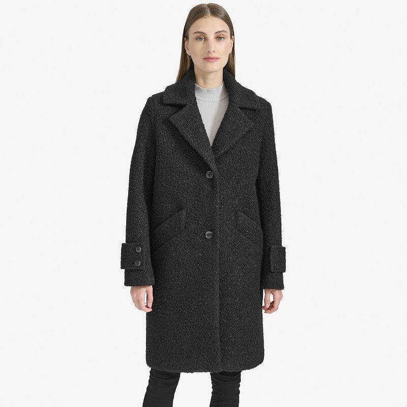 Women's Andrew Marc Notch Collar Tailored Coat, Size: XL, Black