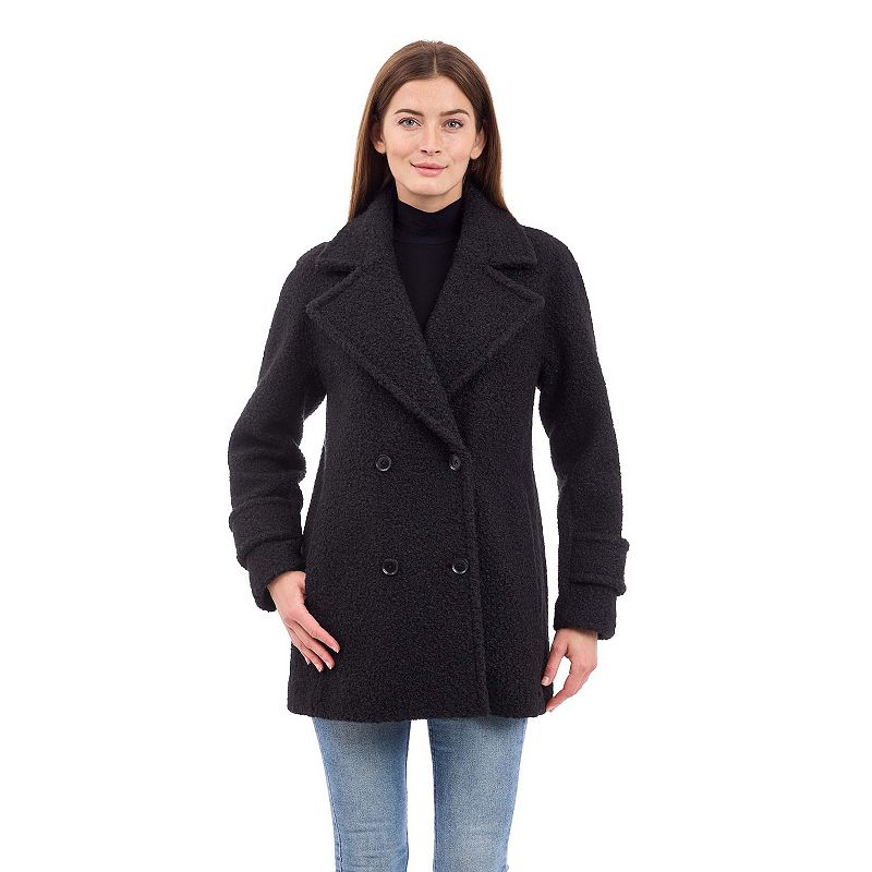 Women's BCBGeneration Double-Breasted Faux Wool Coat, Size: Small, Black