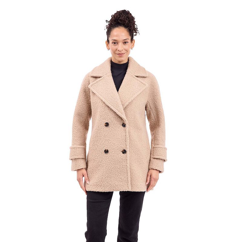 Women's BCBGeneration Double-Breasted Faux Wool Coat, Size: XL, Oatmeal