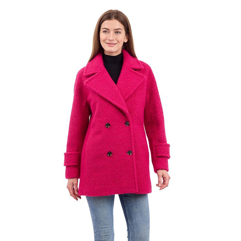 Women's BCBGeneration Double-Breasted Faux Wool Coat, Size: XL, Pink