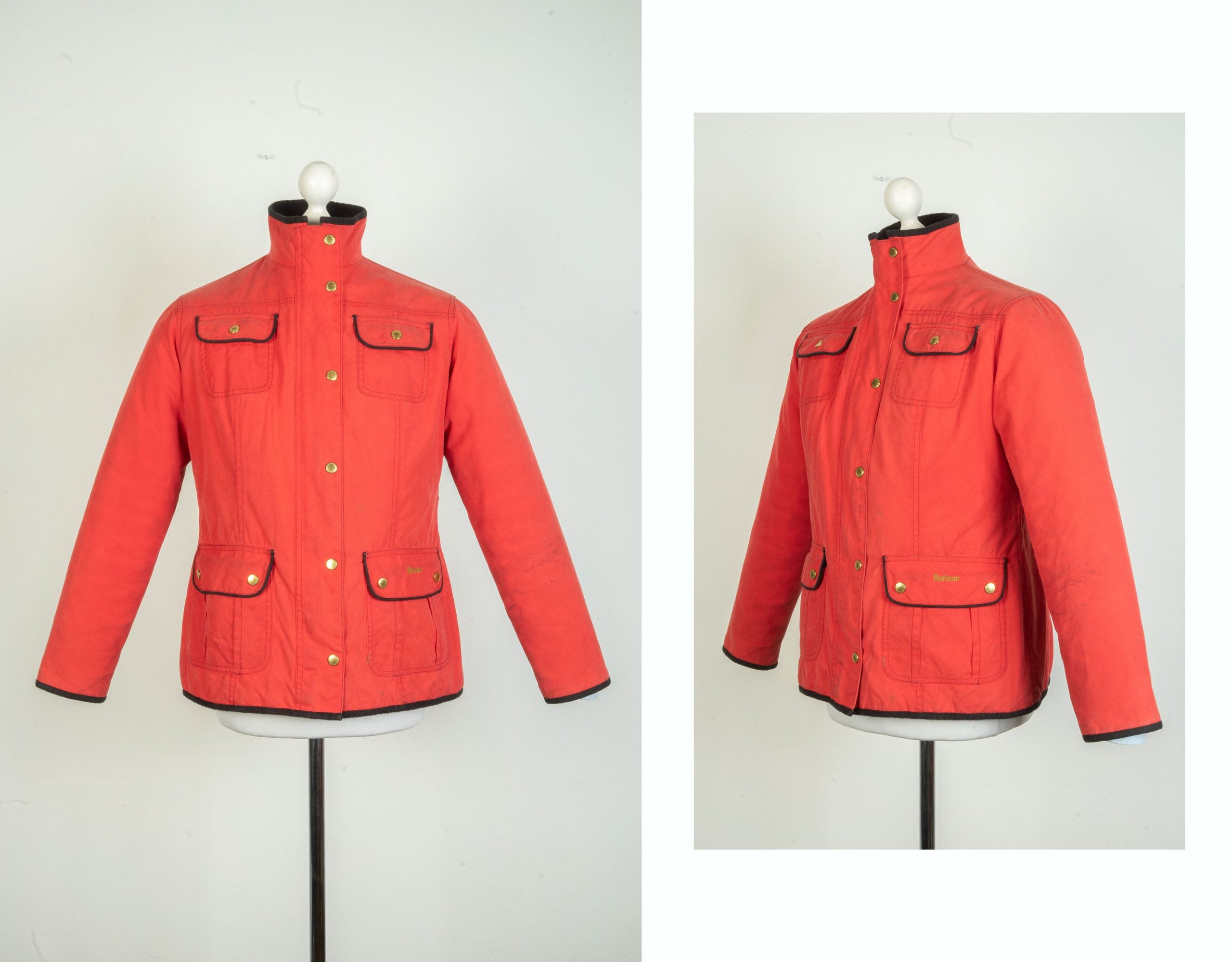 Womens Barbour Smu Utility Wax Cotton Red Jacket Size Uk 16 Us 12