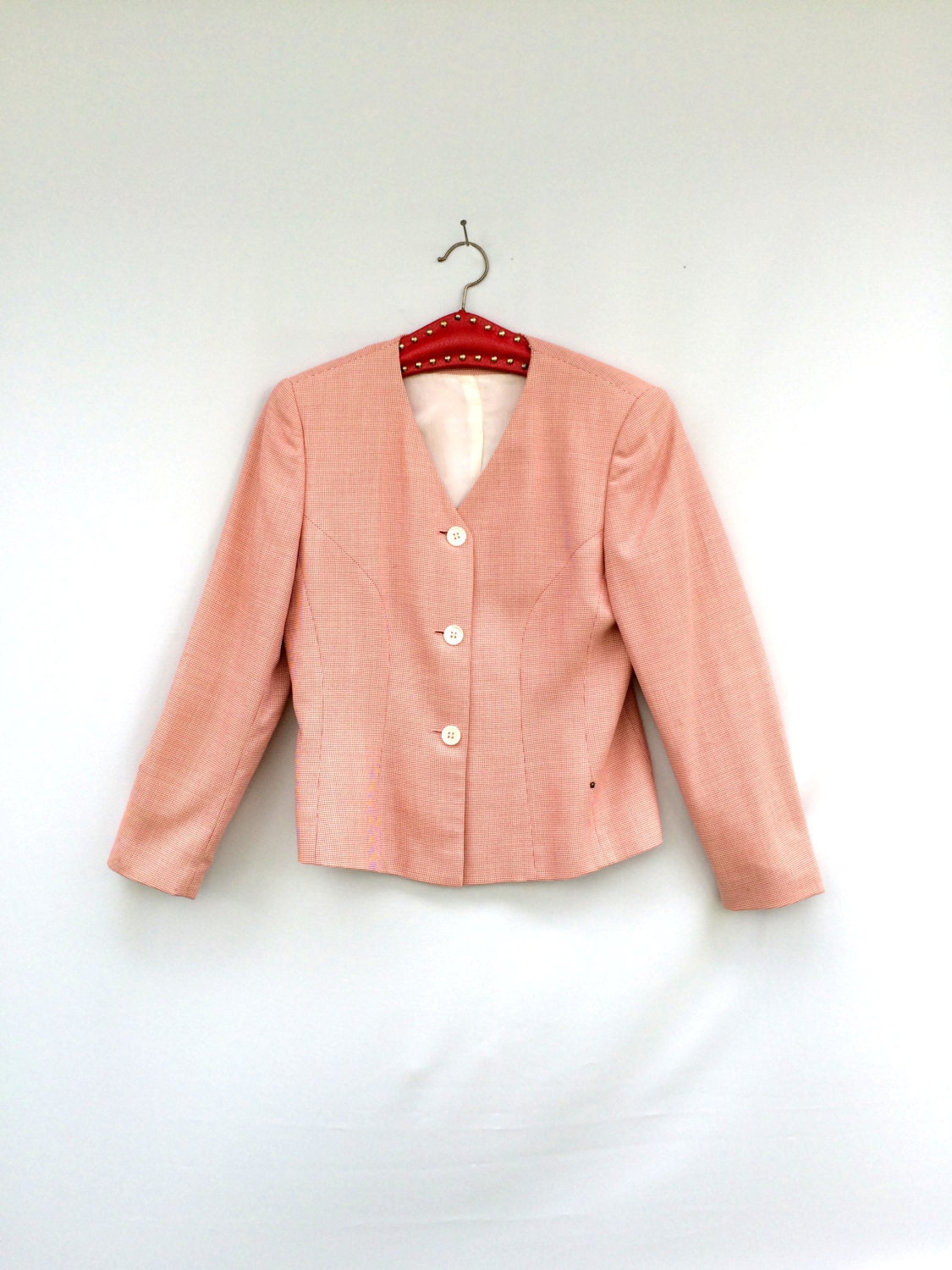 Women's Bolero Silk Wool Jacket With Houndstooth Pattern - Vintage Etienne Aigner Cropped Blazer Size De 38 Made in Germany