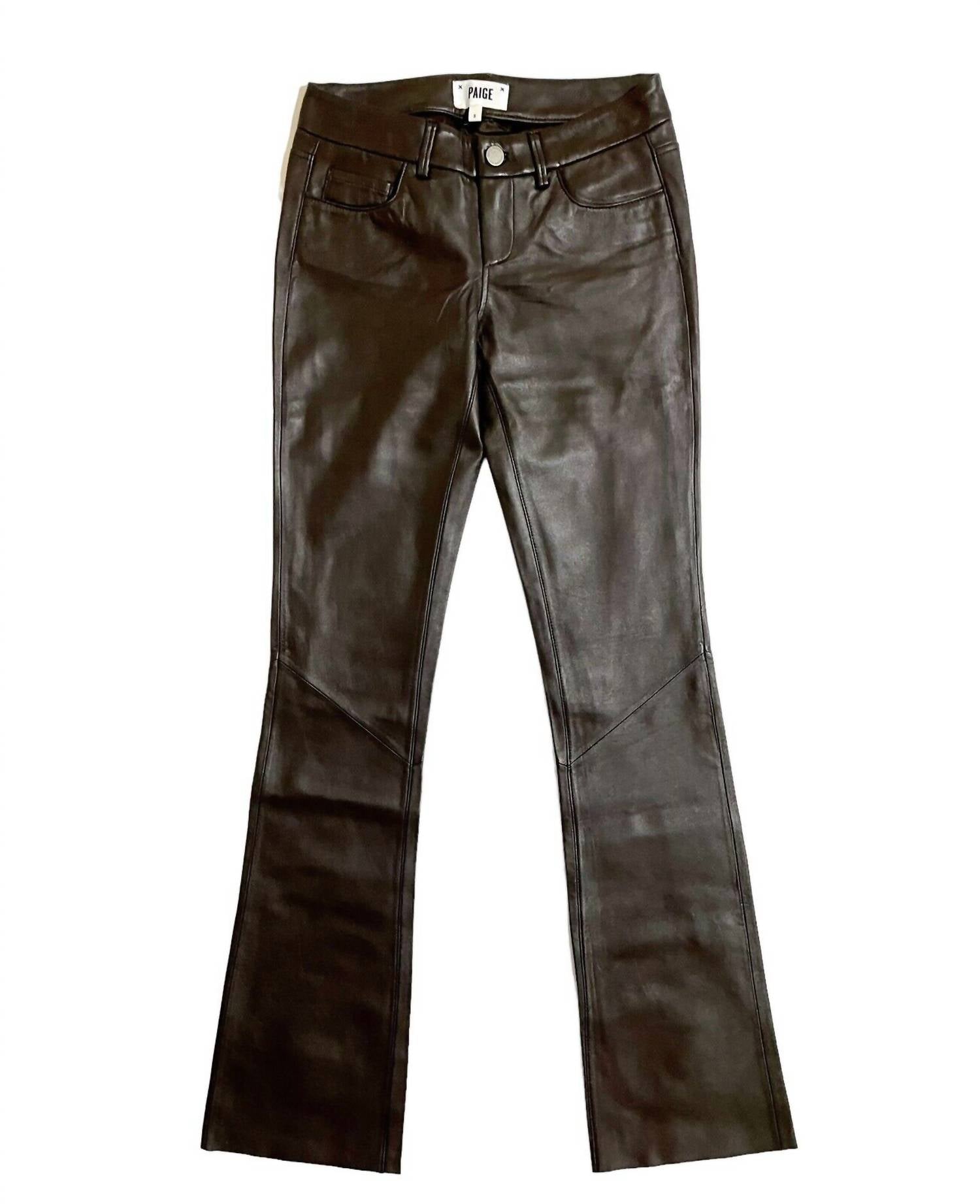 Women's Bootcut Low Rise Denim Leather Pants In Brown