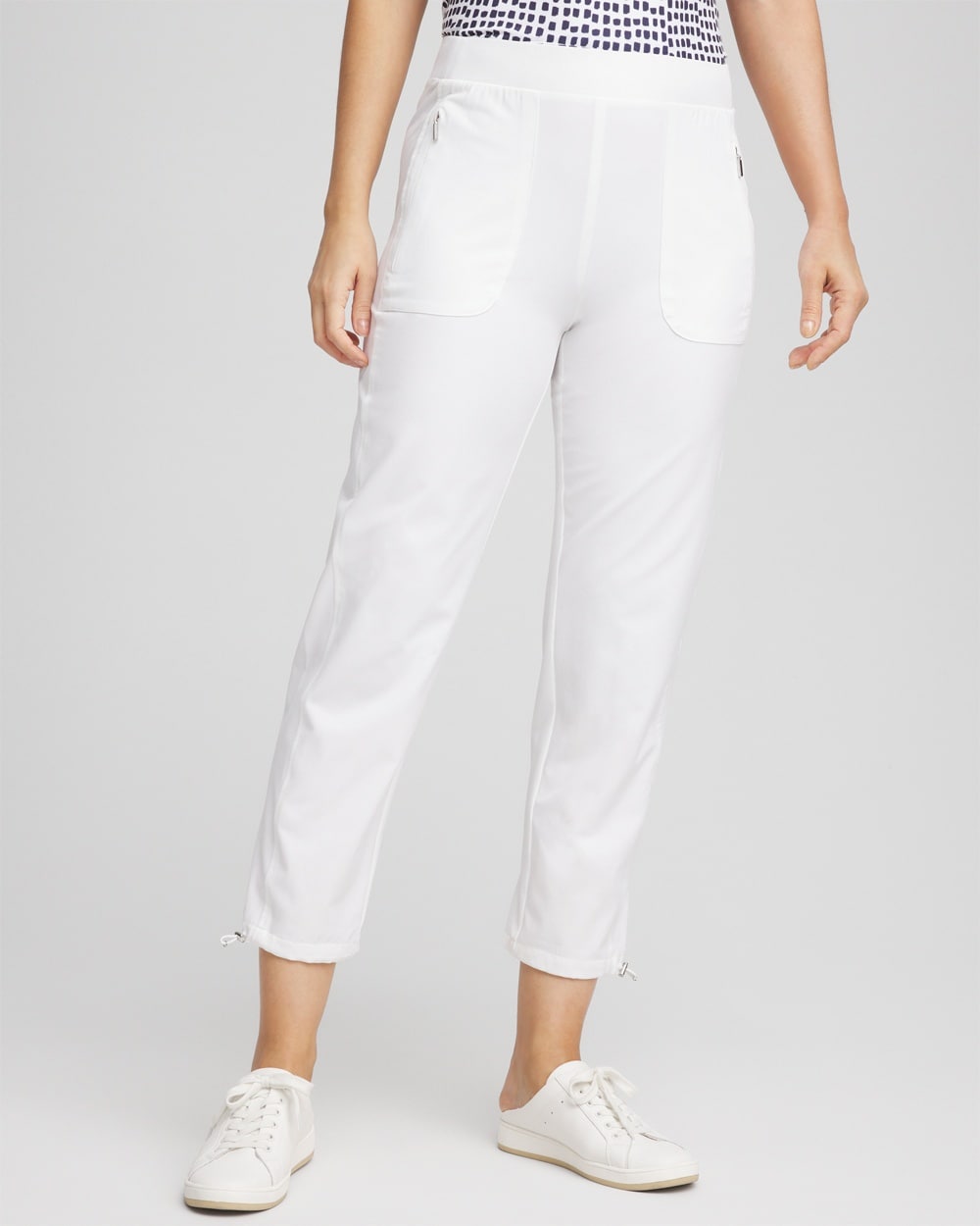 Women's Bungee Cropped Pants in White size 0 | Chico's Zenergy Activewear, UPF Sun Protection