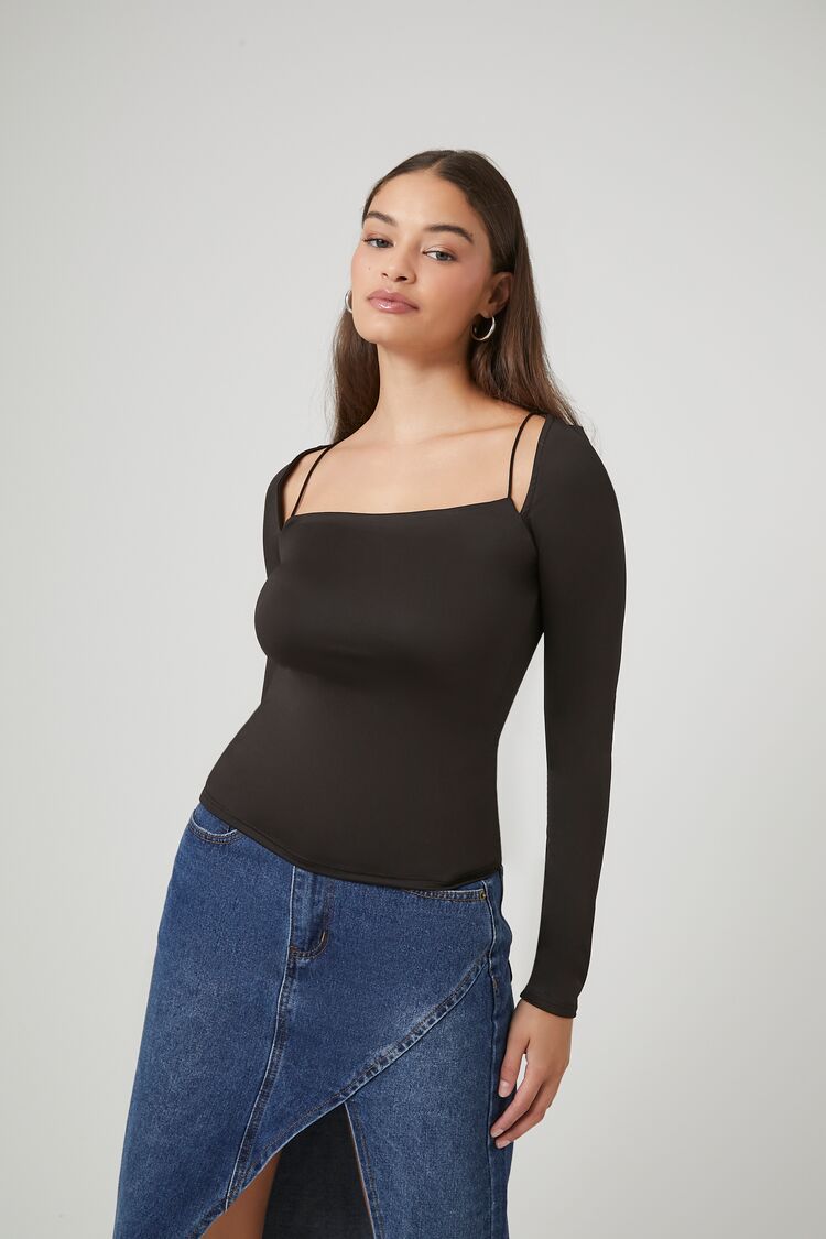 Women's Cami Long-Sleeve Top in Black Medium