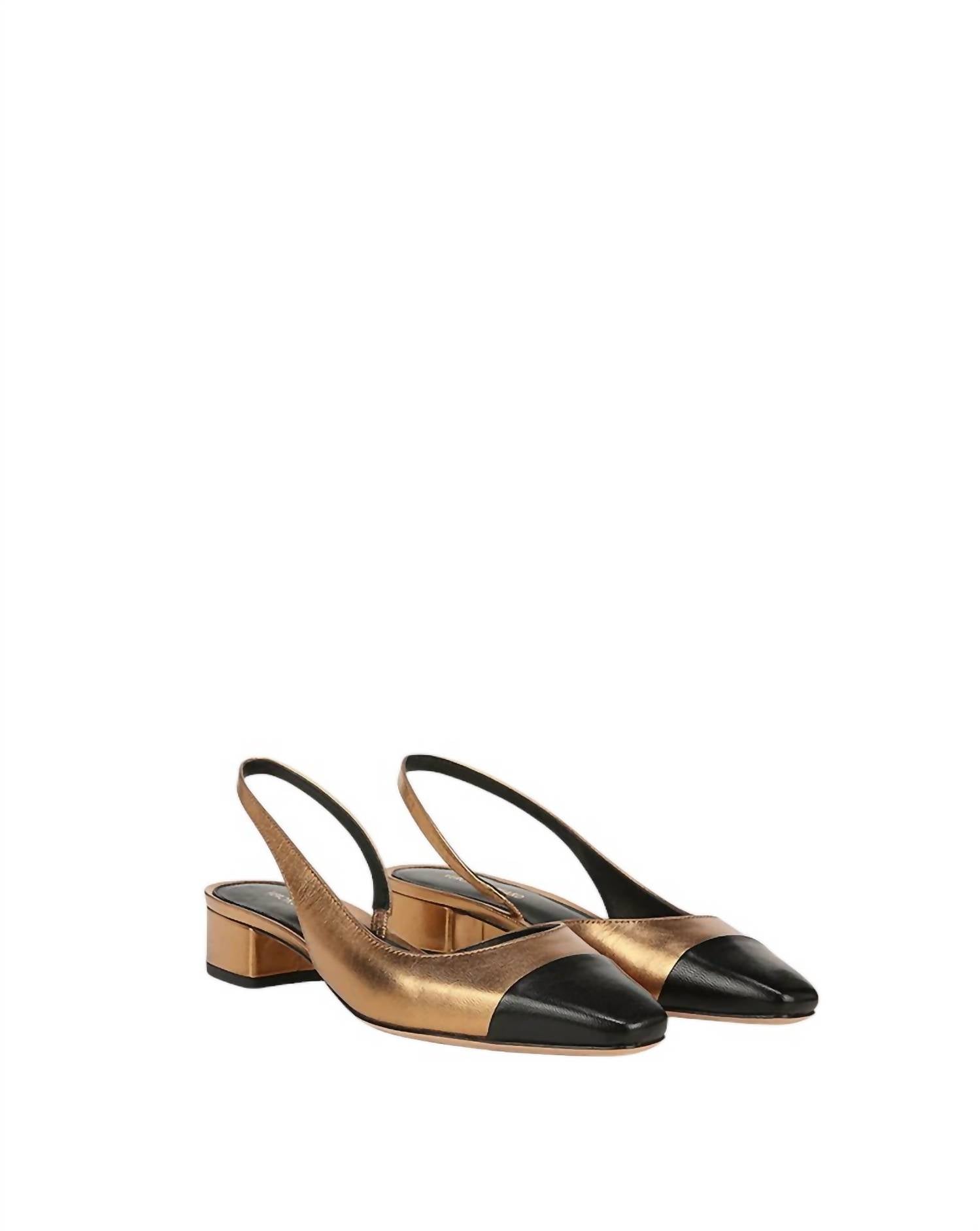 Women's Cecile Leather Cap-Toe Slingback Shoes In Gold/black