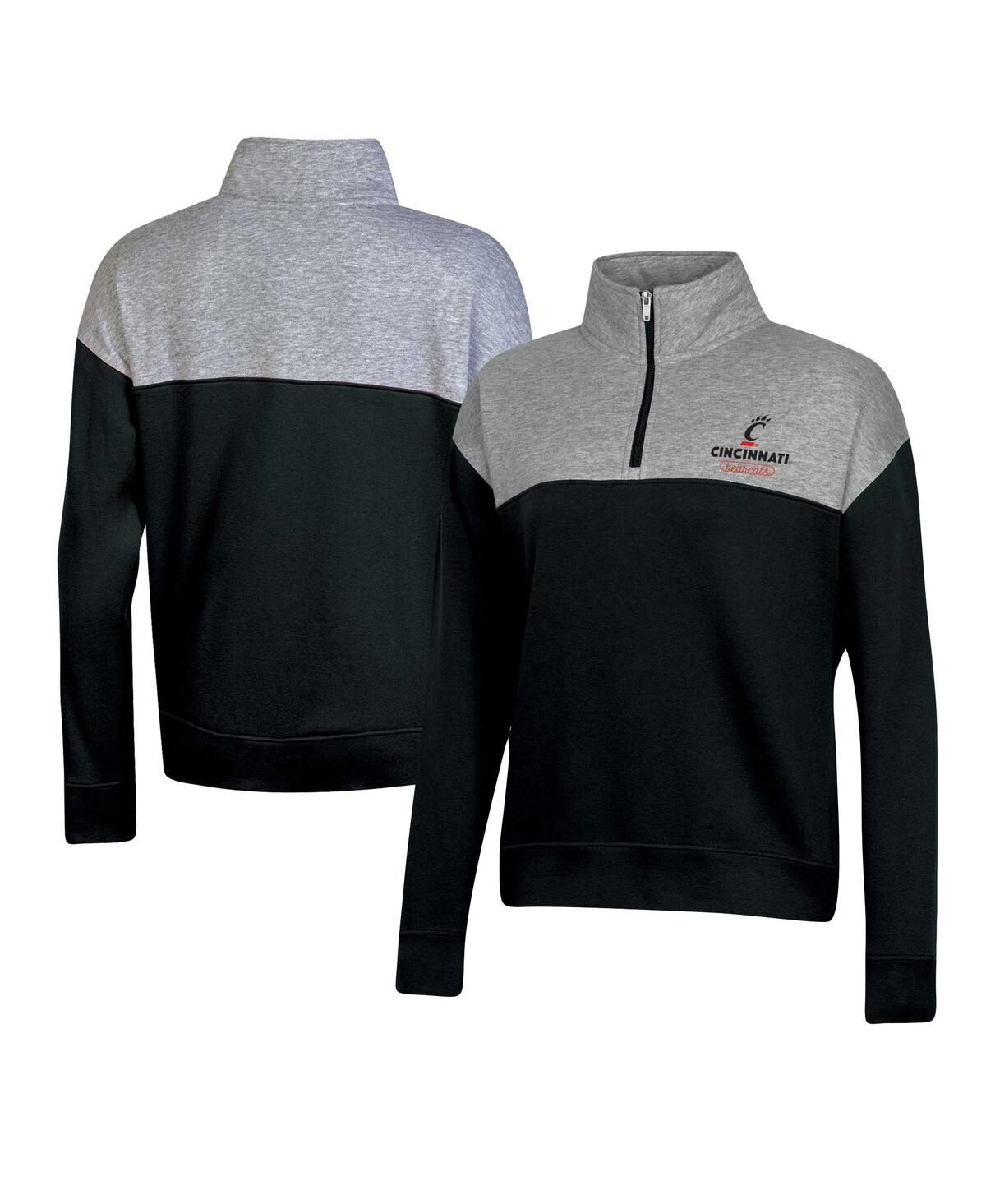 Women's Champion Black Cincinnati Bearcats Color-Blocked Quarter-Zip Sweatshirt - Black