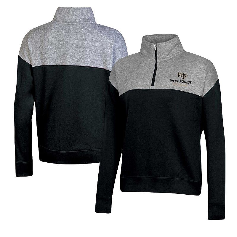 Women's Champion Black Wake Forest Demon Deacons Color-Blocked Quarter-Zip Sweatshirt, Size: 2XL, Wfu Black