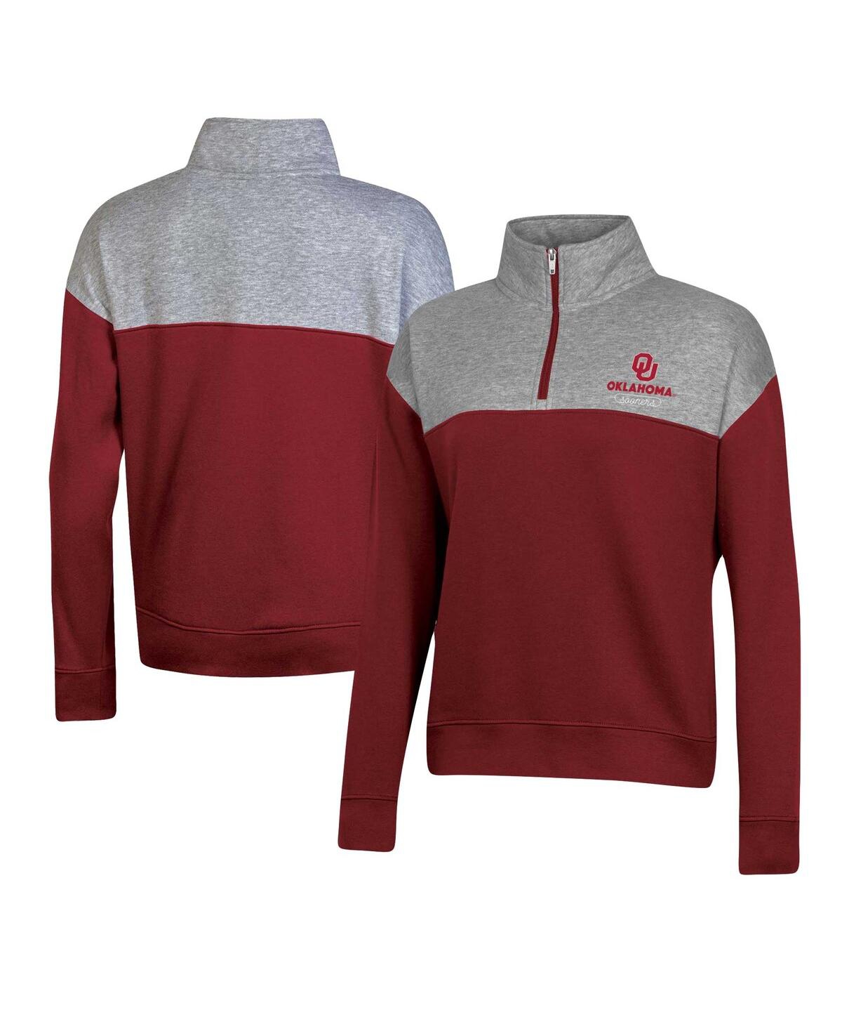 Women's Champion Crimson Oklahoma Sooners Color-Blocked Quarter-Zip Sweatshirt - Crimson