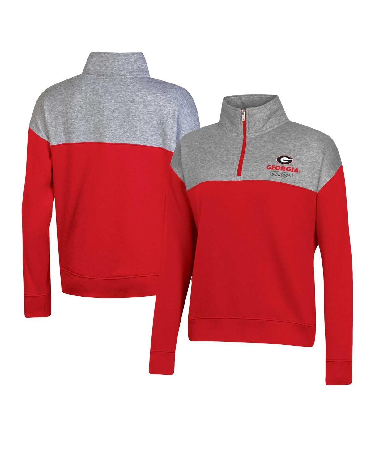 Women's Champion Red Georgia Bulldogs Color-Blocked Quarter-Zip Sweatshirt - Red