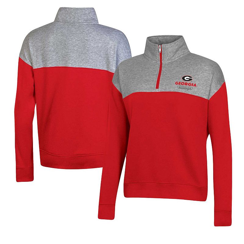 Women's Champion Red Georgia Bulldogs Color-Blocked Quarter-Zip Sweatshirt, Size: XL