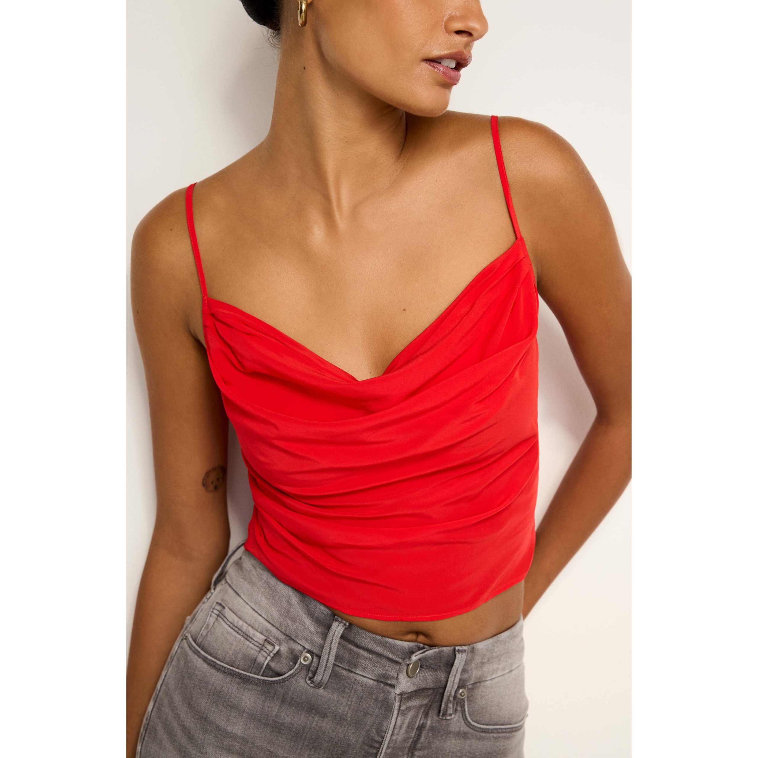 Women's Chiffon Cowl Camisole | Grenadine, Size XS | Good American by Khlo Kardashian