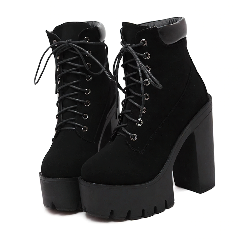 Women's Classic High-heeled Boots / Waterproof Platform Ankle Boots