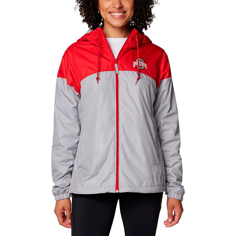 Women's Columbia Scarlet/Gray Ohio State Buckeyes Flash Forward Full-Zip Hoodie Windbreaker Jacket, Size: Small, Red