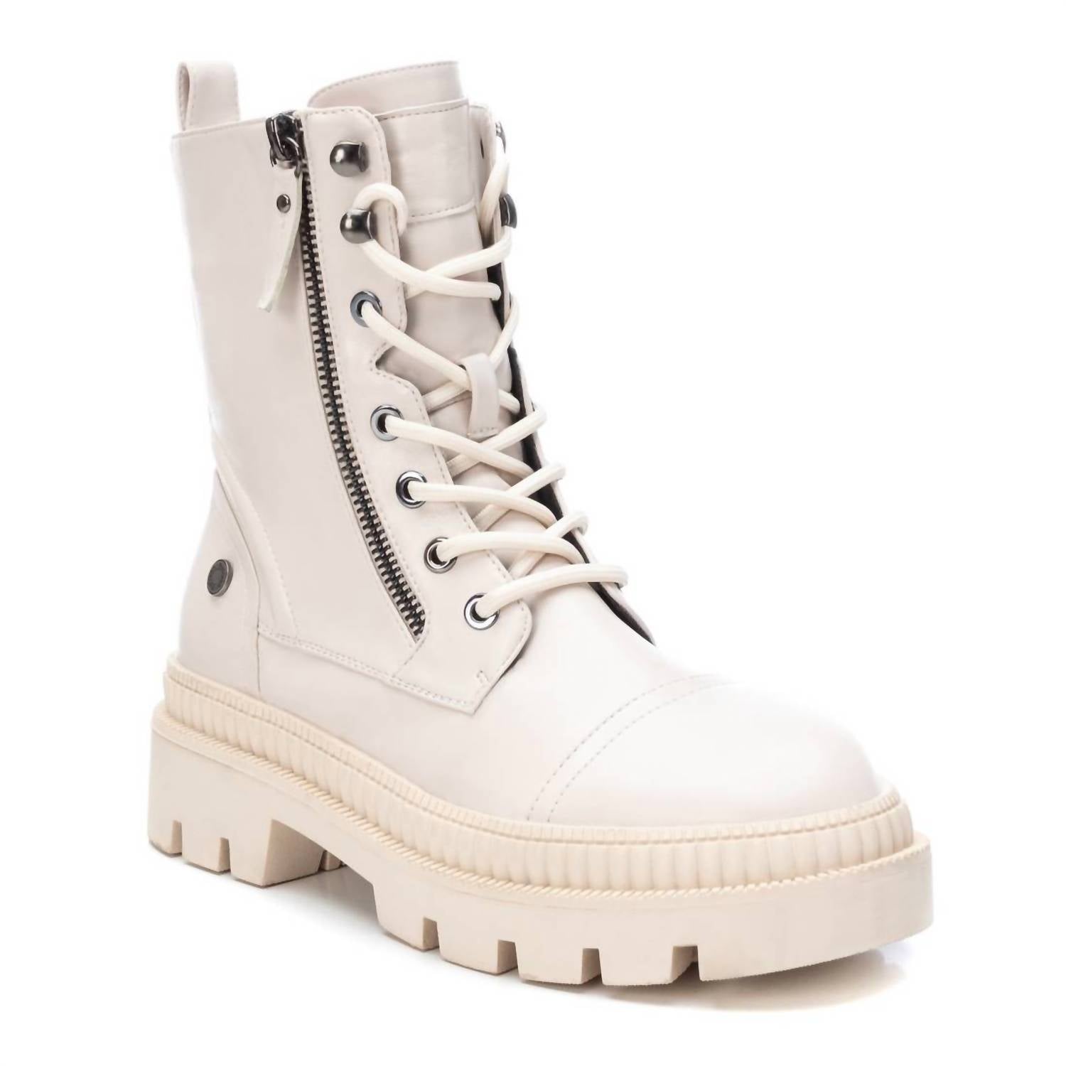 Women's Combat Boots In Open White