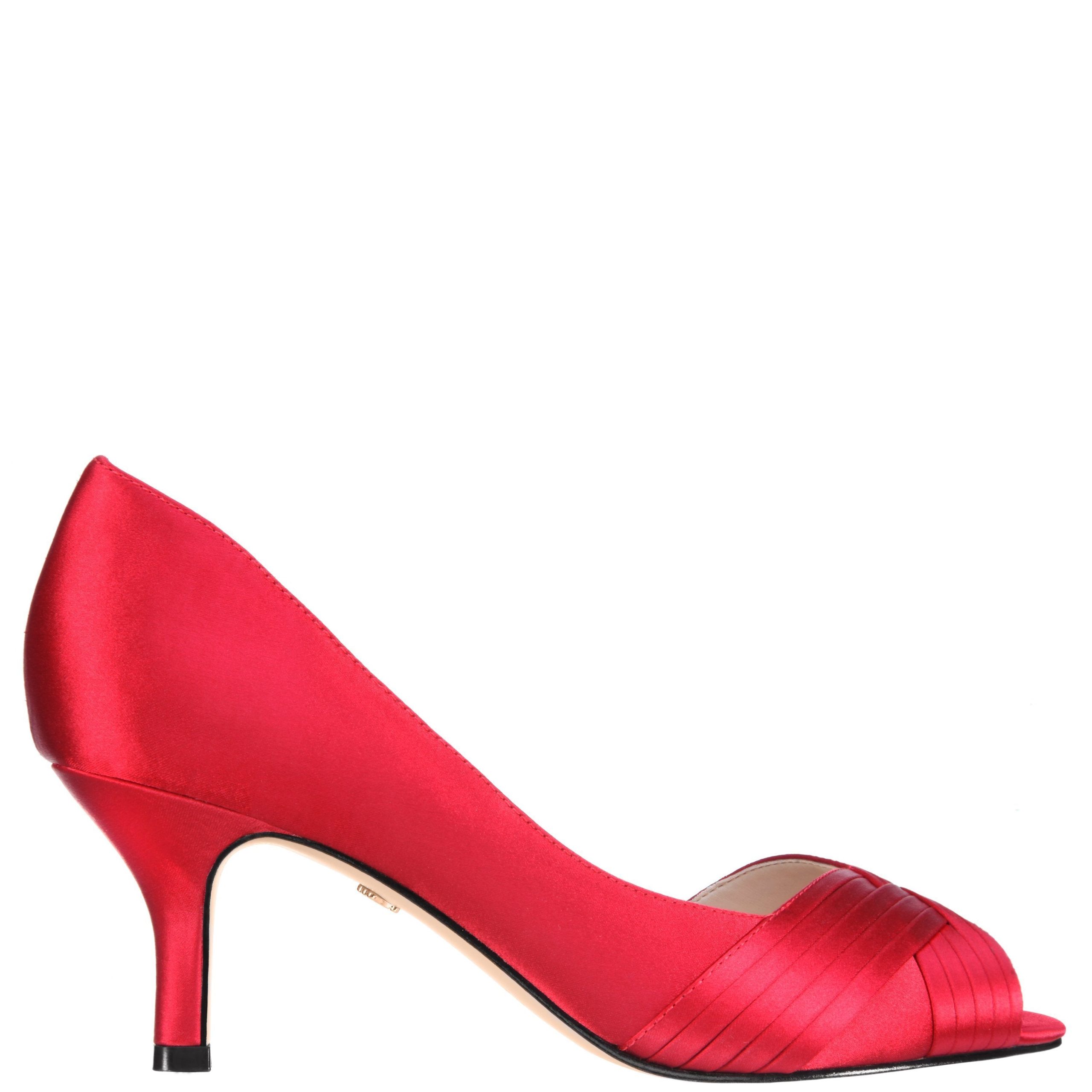 Womens Contesa Red Satin Peep-Toe D'orsay Mid-Heel Dressy Pump | Nina Shoes