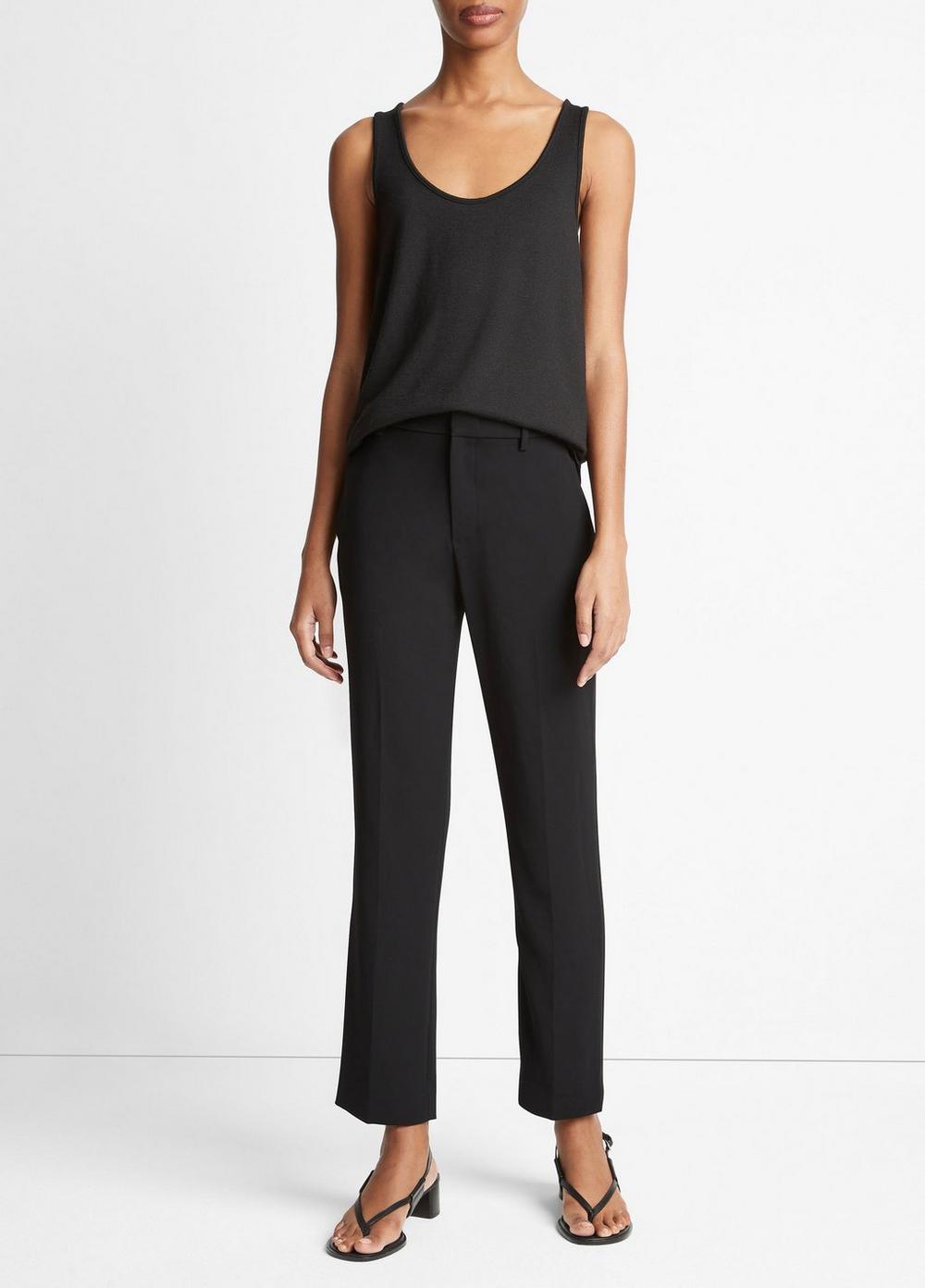 Women's Crepe Tailored Straight-Leg Pant, Black, Size 2 Vince