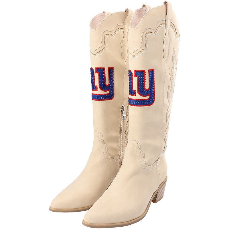 Women's Cuce Cream New York Giants Cowboy Boots, Size: 6, Beige