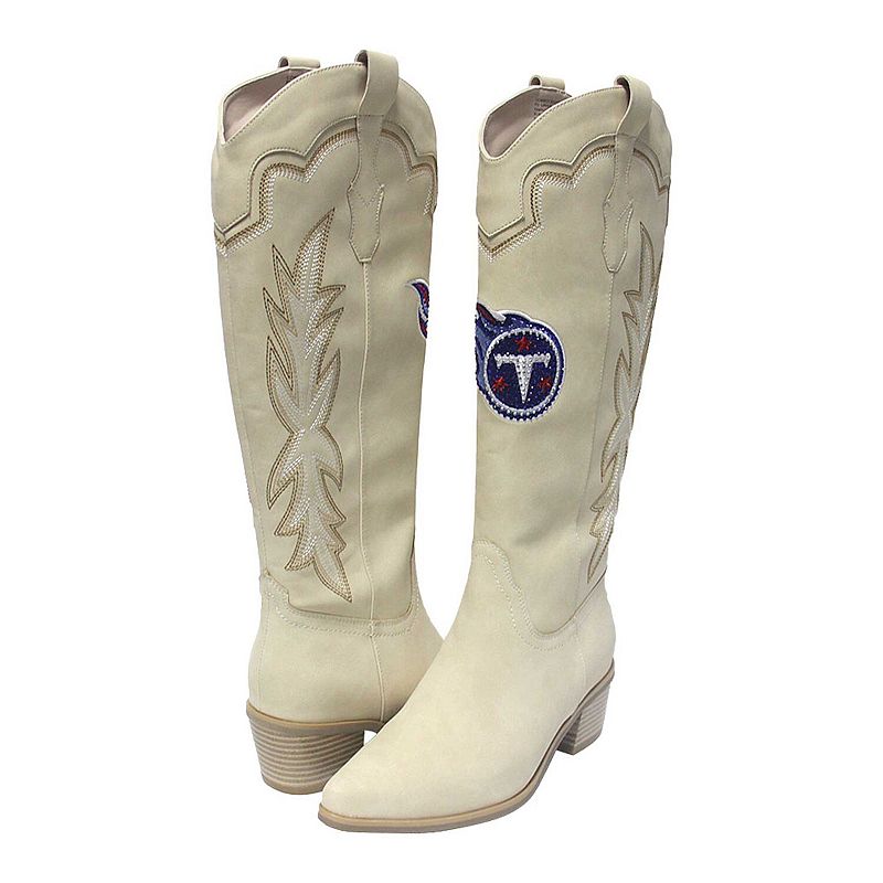 Women's Cuce Cream Tennessee Titans Cowboy Boots, Size: 7, Beige