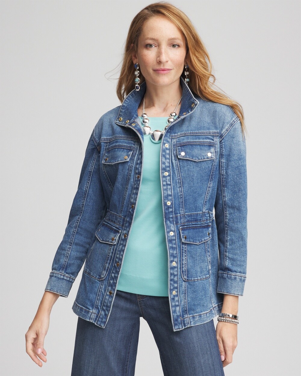 Women's Denim Utility Jacket in Rayne Indigo size XS | Chico's