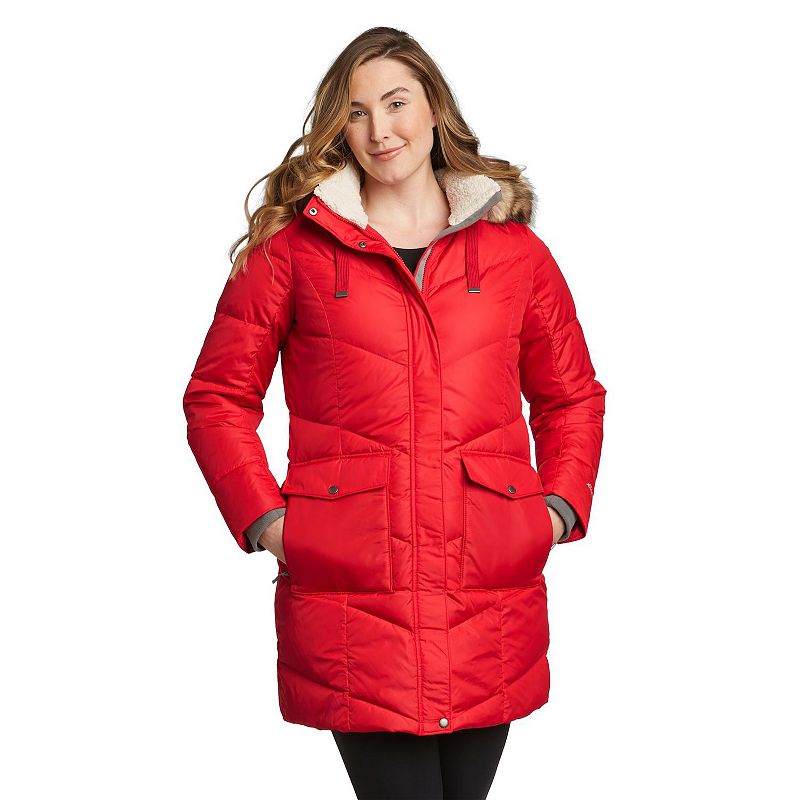 Women's Eddie Bauer Lodge Casadian Down Parka Jacket, Size: Large, Red