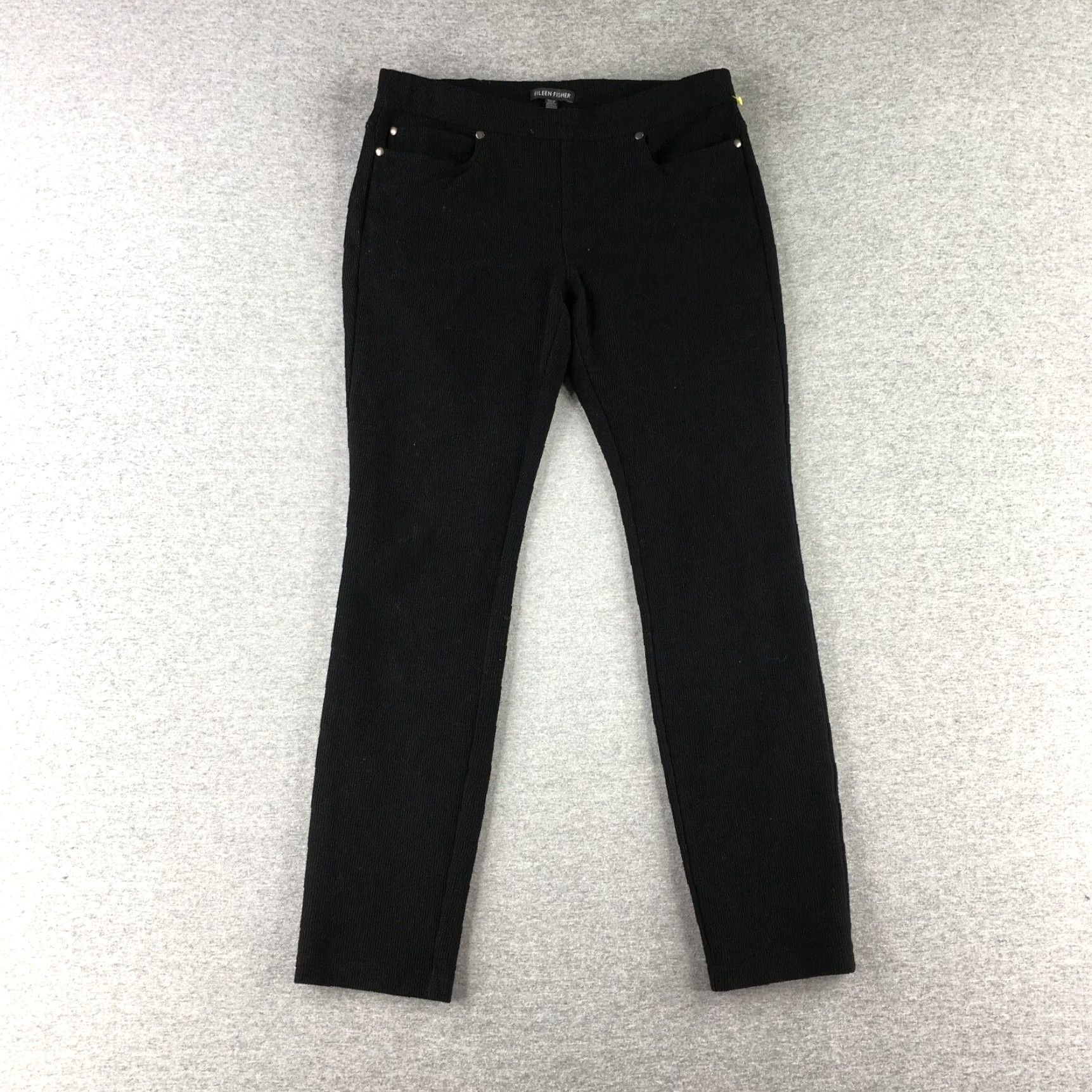 Womens Eileen Fisher Black Ribbed Crop Skinny Ladies Pants Size Xs in White