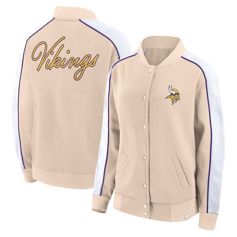 Women's Fanatics Branded Tan Minnesota Vikings Lounge Full-Snap Varsity Jacket, Size: Medium, Team