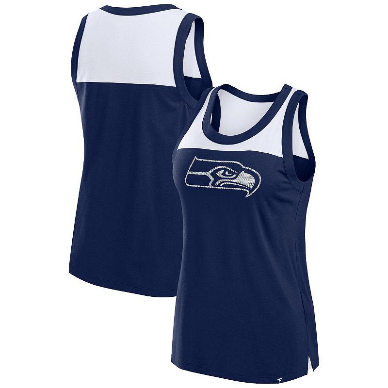 Women's Fanatics College Navy Seattle Seahawks Sequin Tank Top, Size: XL, Blue