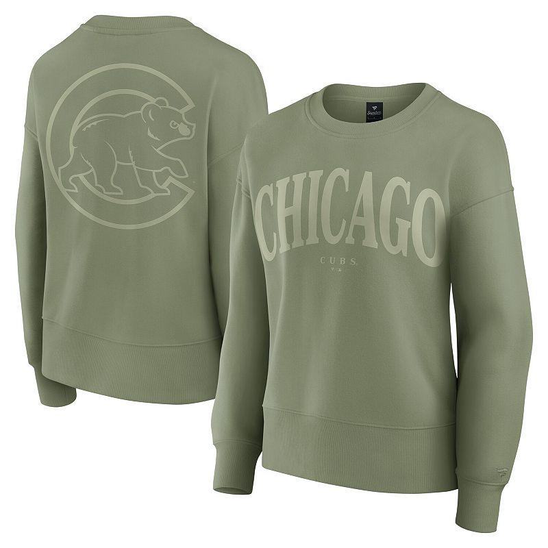 Women's Fanatics Green Chicago Cubs Elements Flow Pullover Sweatshirt, Size: Medium